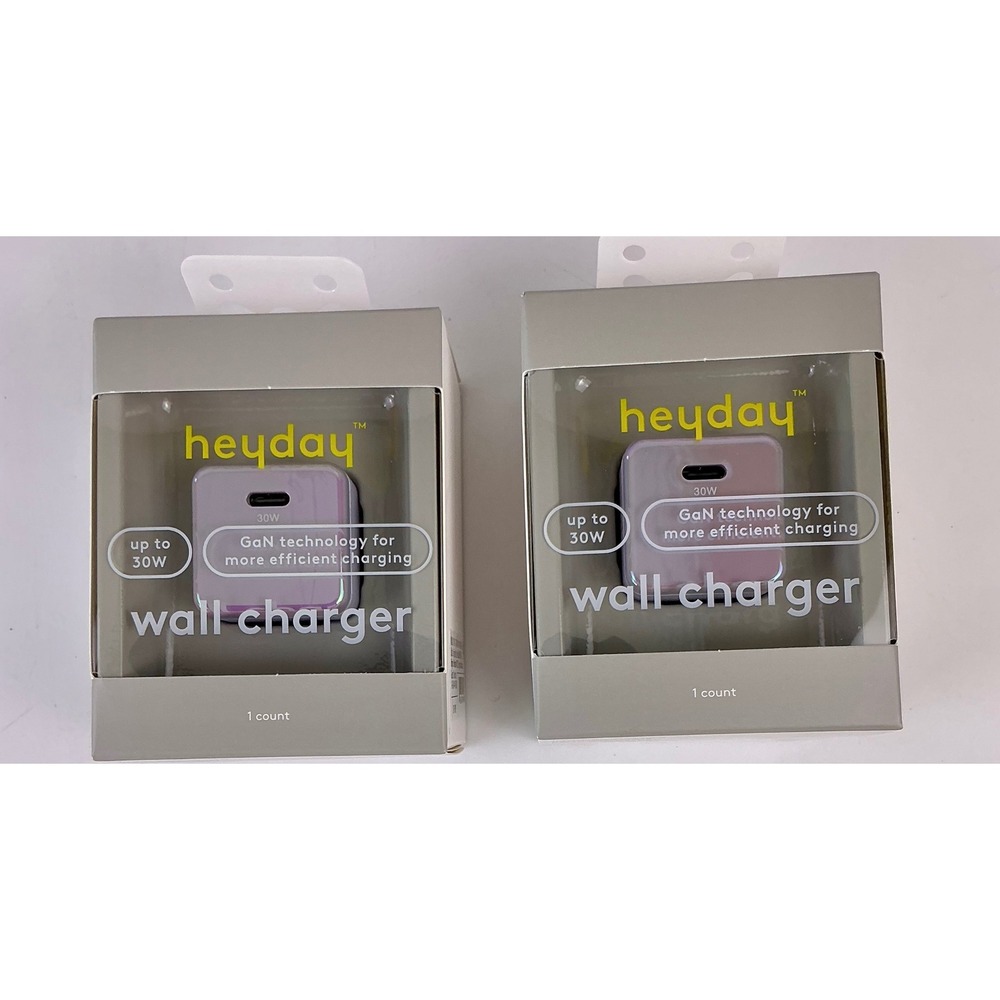 Set of 2 Heyday Soft Purple 30W GaN Wall Charger Fast Charging USB C‎
